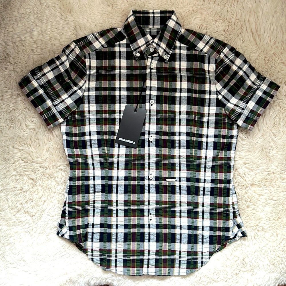 Dsquared2 Women's Tops Plaid Multi-Color Short Sleeve Button Down Shirt Us